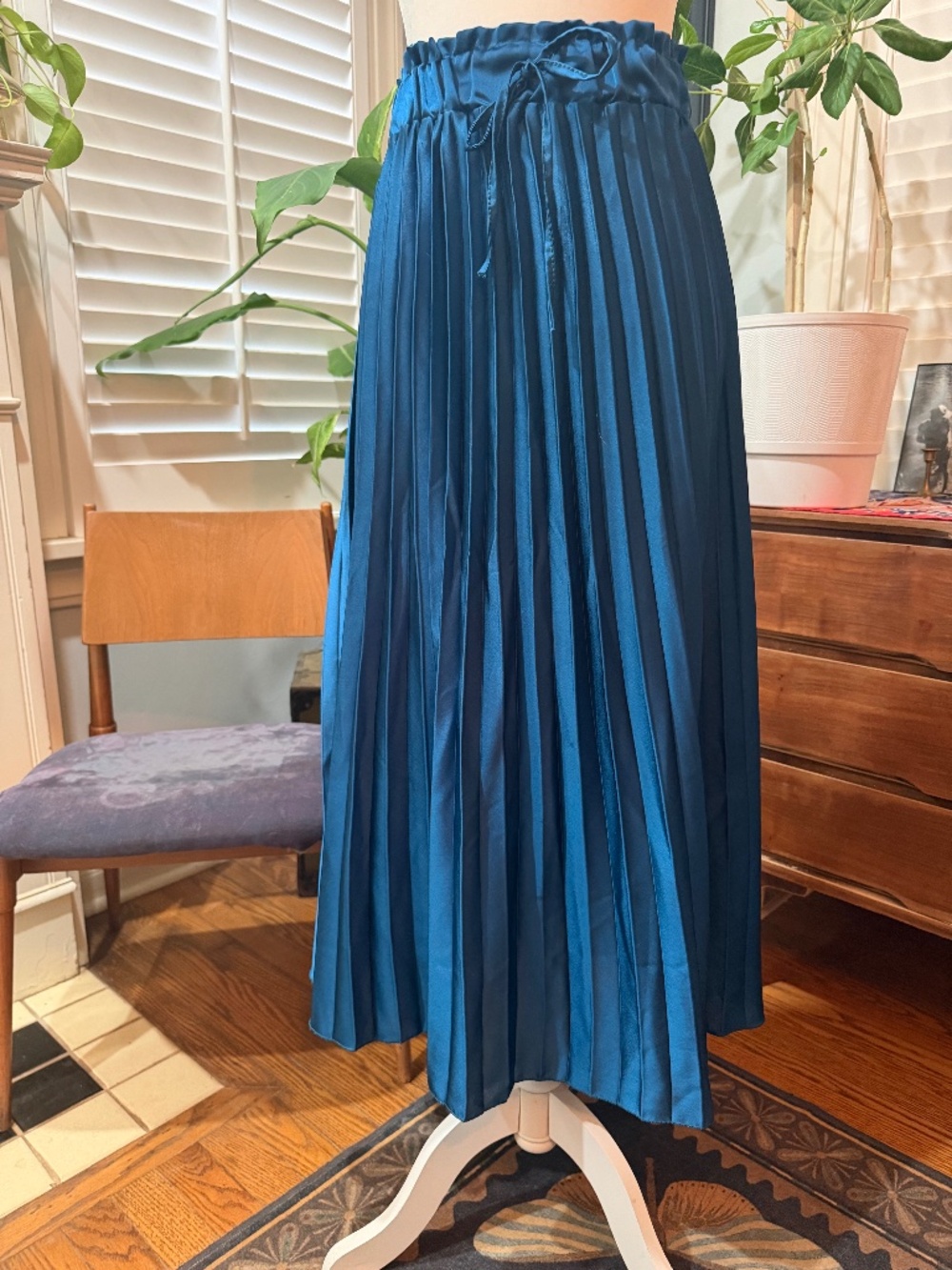 Beautiful jewel toned blue pleated maxi skirt.